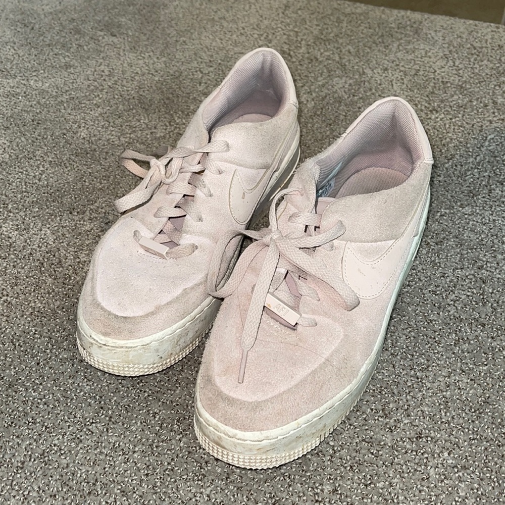 Pink Felt Nike Air Force Ones